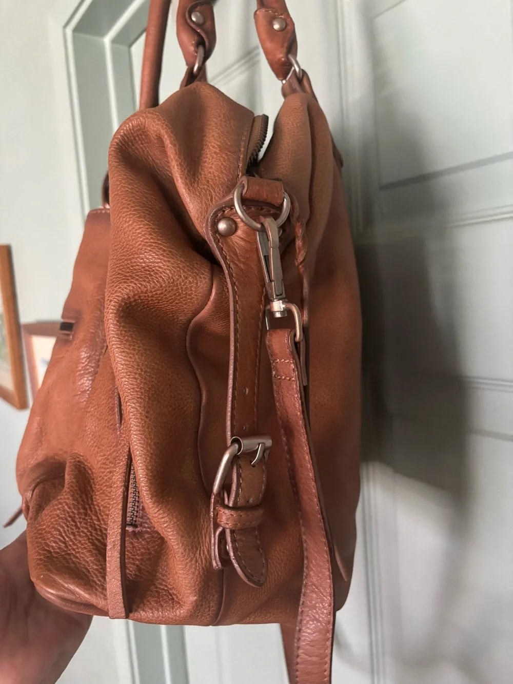 FREE PEOPLE We The Free Saddle Brown Leather Shoulder Bag